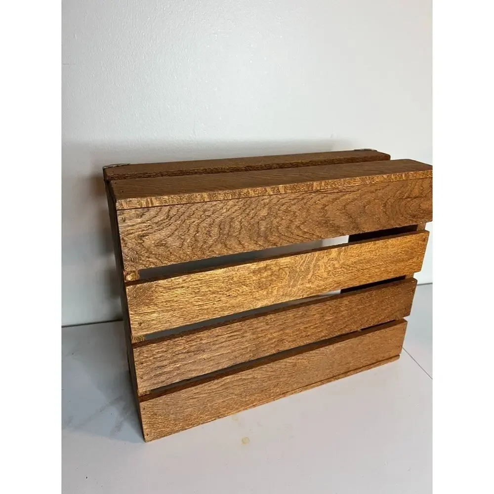 Vintage Cal Oak Wood Box Holder Storage Wall Display Knick Knack Shelf